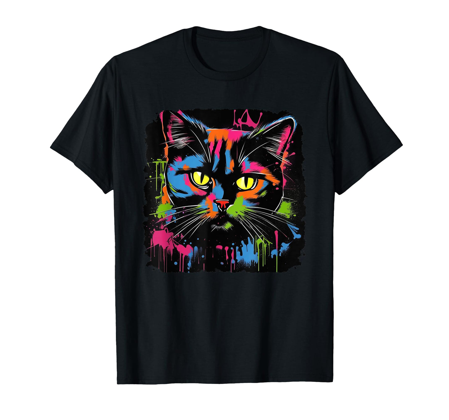 Psychedelic Trippy Black Light Cat T-Shirt - Aesthetic Graphic for Adults - T-Shirt, Sweatshirt, Hoodie