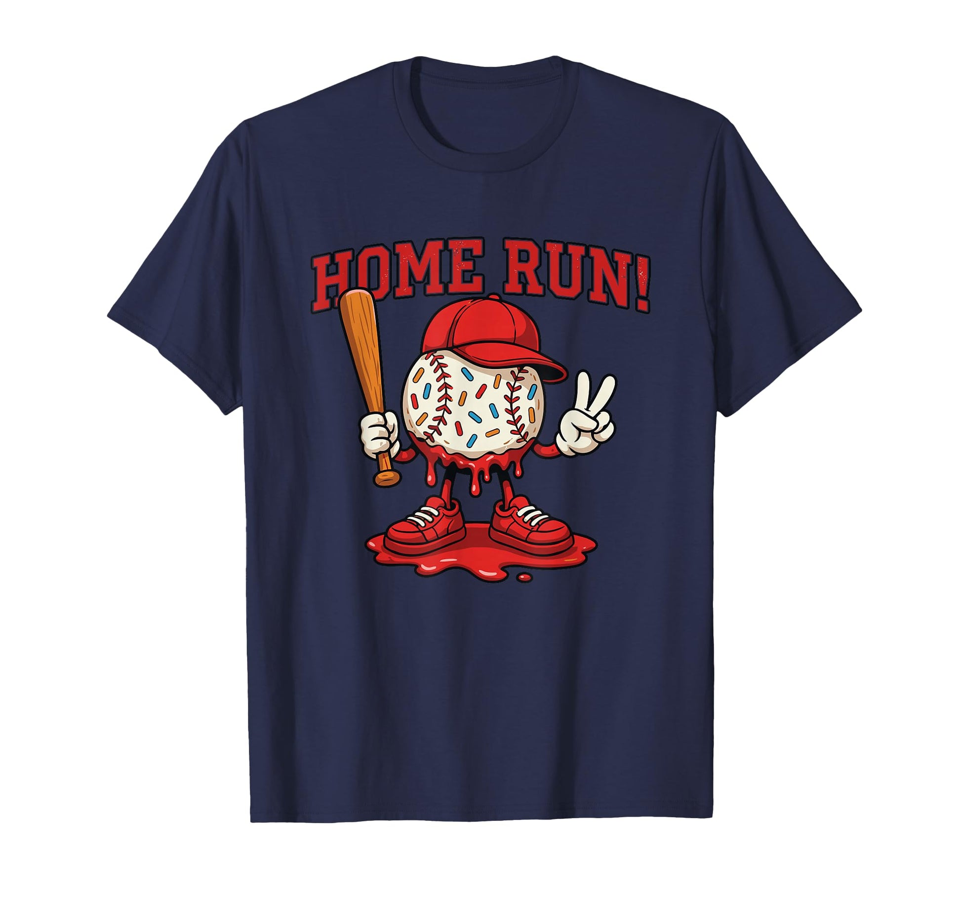 Ice Cream Drip Baseball Mascot Home Run T-Shirt - Novelty Apparel Unisex - T-Shirt, Sweatshirt, Hoodie