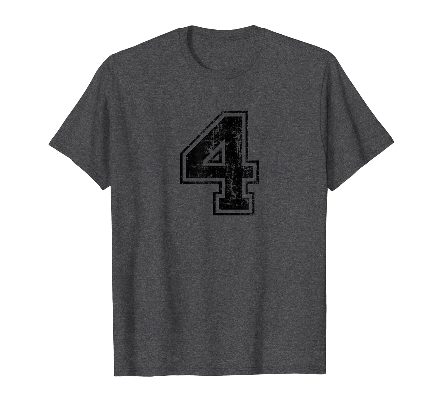 Number 4 Four Varsity Distressed T-Shirt - Custom Art Print Men Women - T-Shirt, Sweatshirt, Hoodie