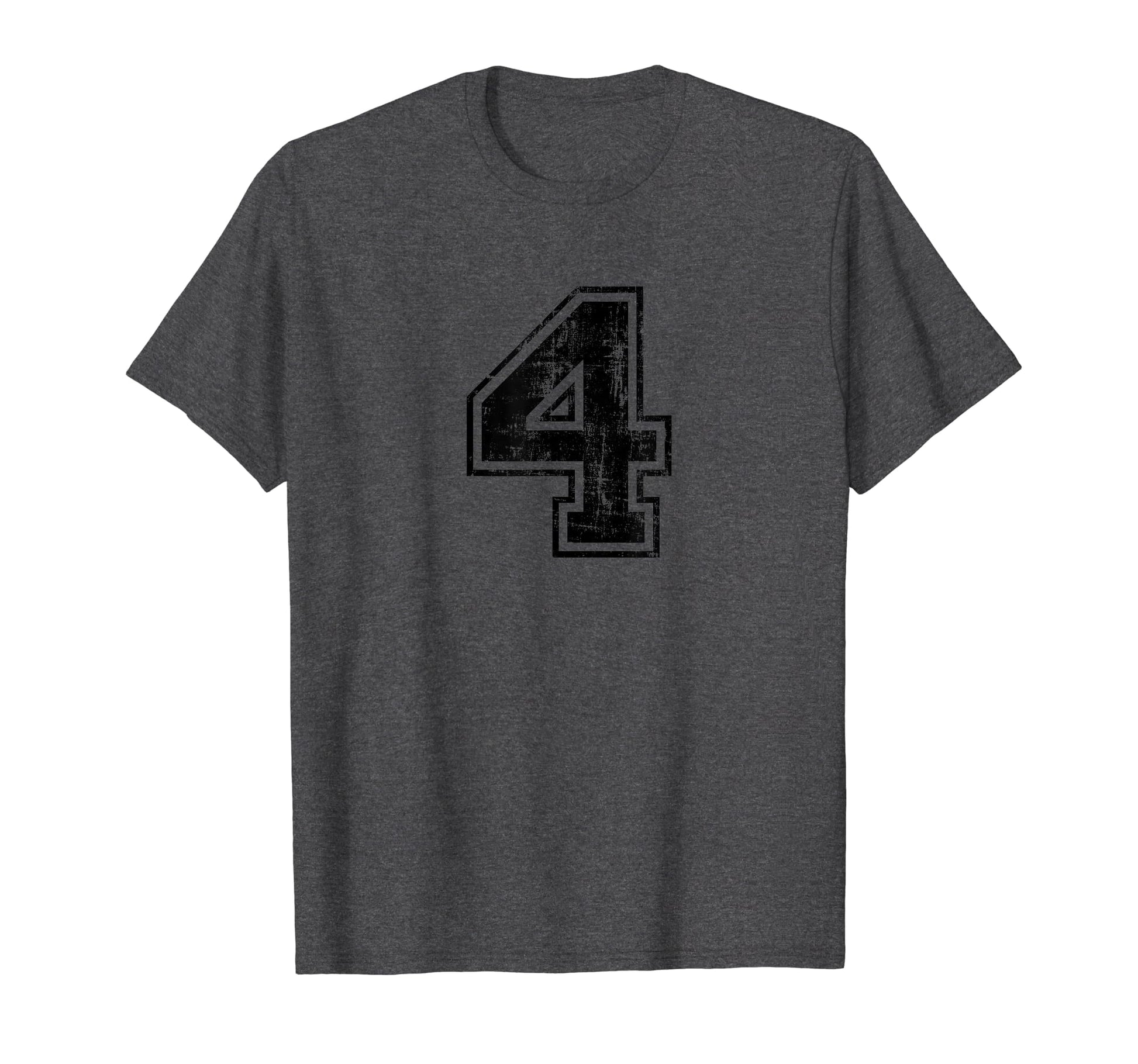 Number 4 Four Varsity Distressed T-Shirt - Custom Art Print Men Women - T-Shirt, Sweatshirt, Hoodie