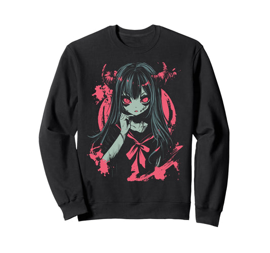 Anime Horror Aesthetic Sweatshirt - Casual Everyday Wear for Adults - T-Shirt, Sweatshirt, Hoodie