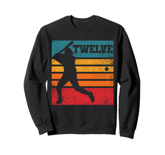 Baseball 12Th Birthday Twelve Baseball Sweatshirt - Unique Graphic Unisex - T-Shirt, Sweatshirt, Hoodie