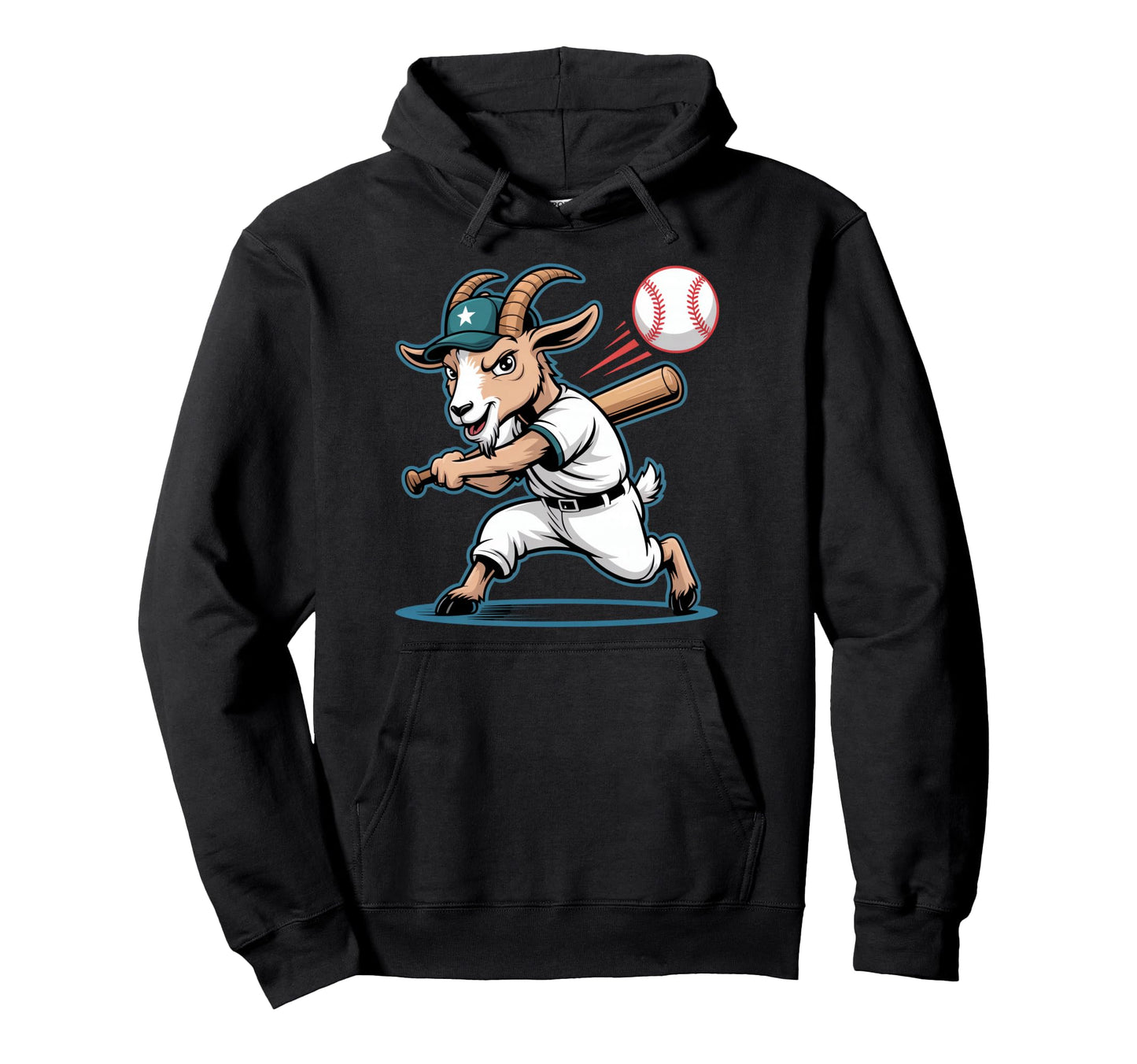 Funny Goat Baseball Player Home Hoodie - Casual Everyday Wear Men Women - T-Shirt, Sweatshirt, Hoodie
