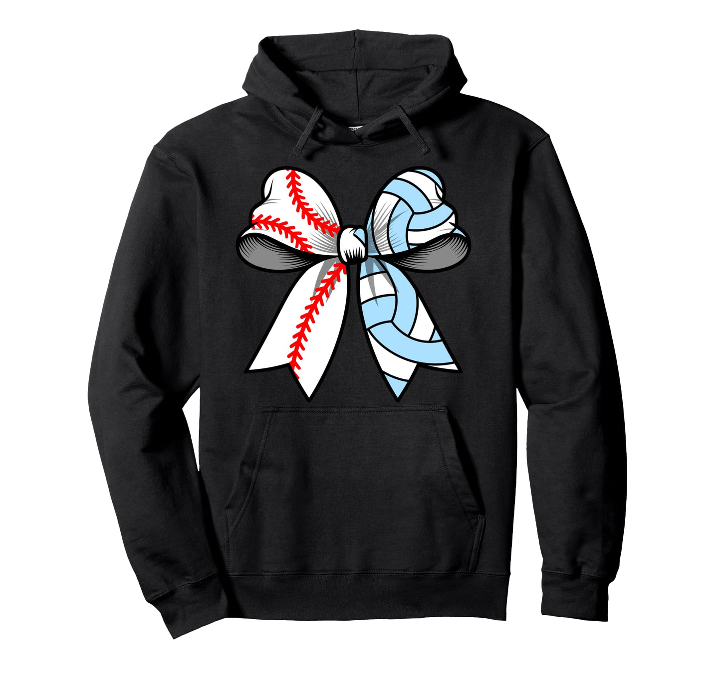 Baseball Volleyball Coquette Bow Funny Hoodie - Trendy Graphic Unisex - T-Shirt, Sweatshirt, Hoodie