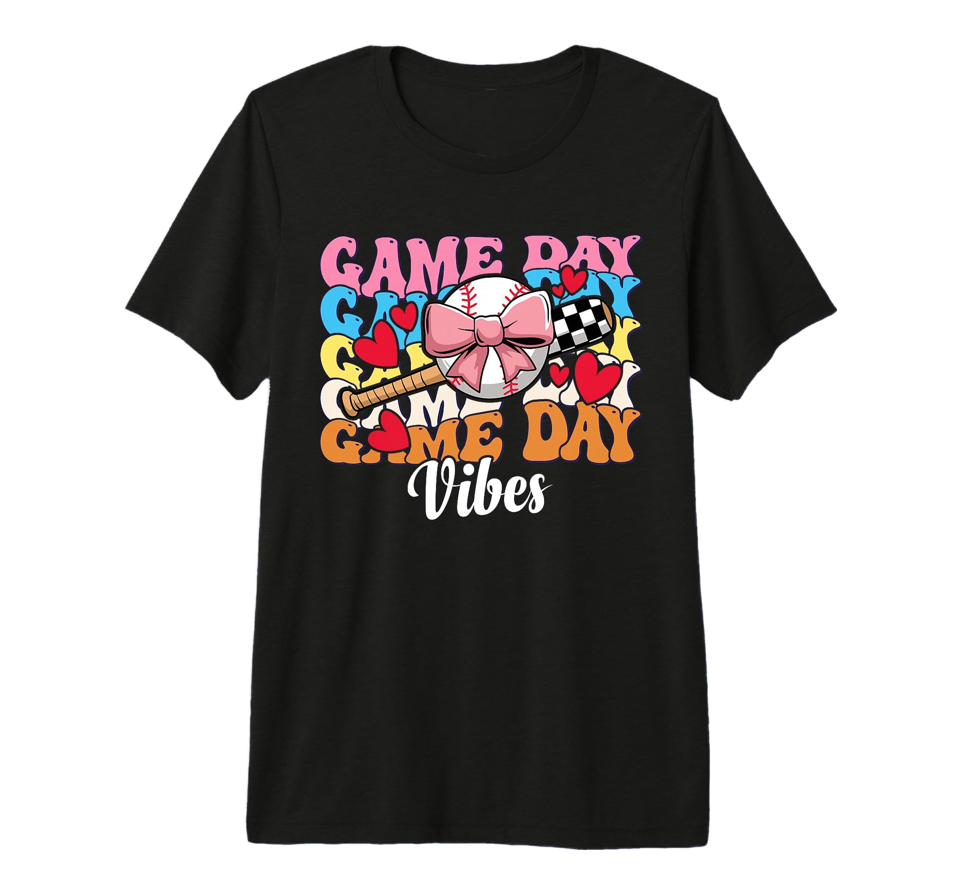 Game Day Vibes Coquette Bow Softball T-Shirt - Novelty Apparel for Adults - T-Shirt, Sweatshirt, Hoodie