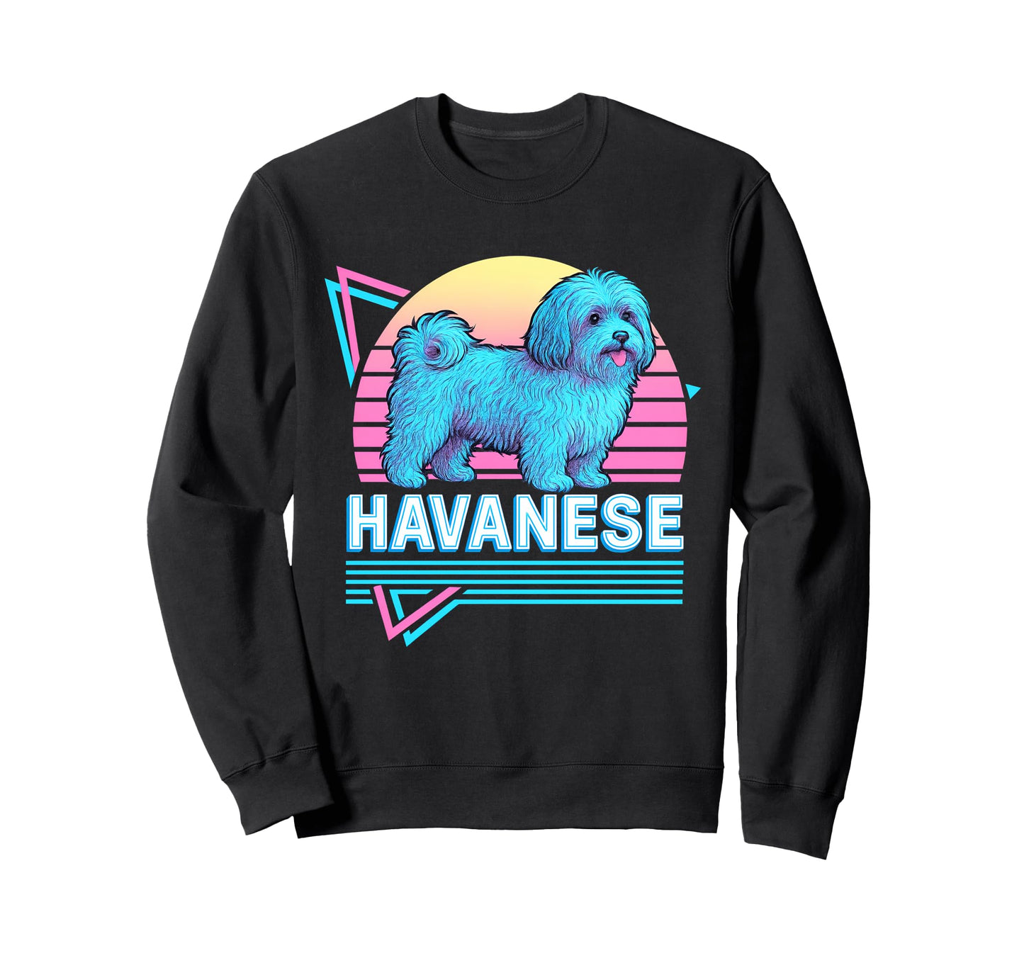 Havanese Dog Synthwave Aesthetic Dog Sweatshirt - Trendy Graphic Unisex - T-Shirt, Sweatshirt, Hoodie
