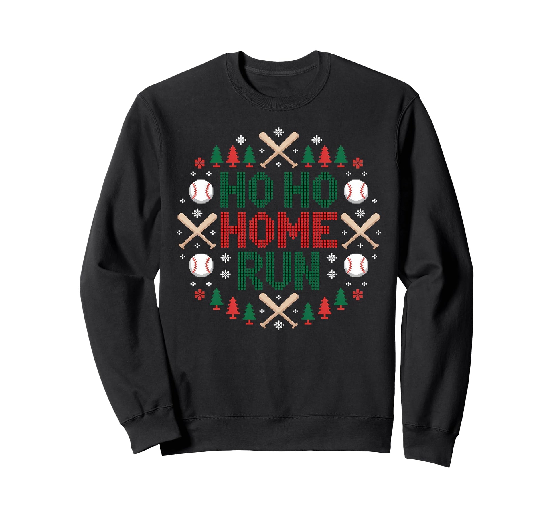 Ho Ho Home Run Ugly Funny Baseball Sweatshirt - Graphic Print for Adults - T-Shirt, Sweatshirt, Hoodie