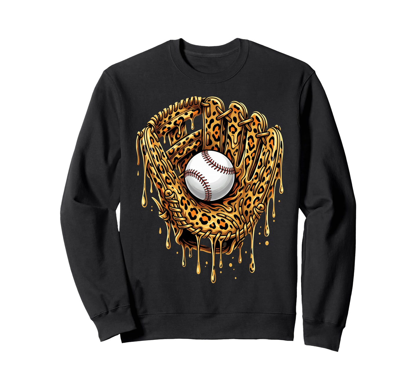 Leopard Baseball Drip Baseball Player Sweatshirt - Custom Art Print Unisex - T-Shirt, Sweatshirt, Hoodie