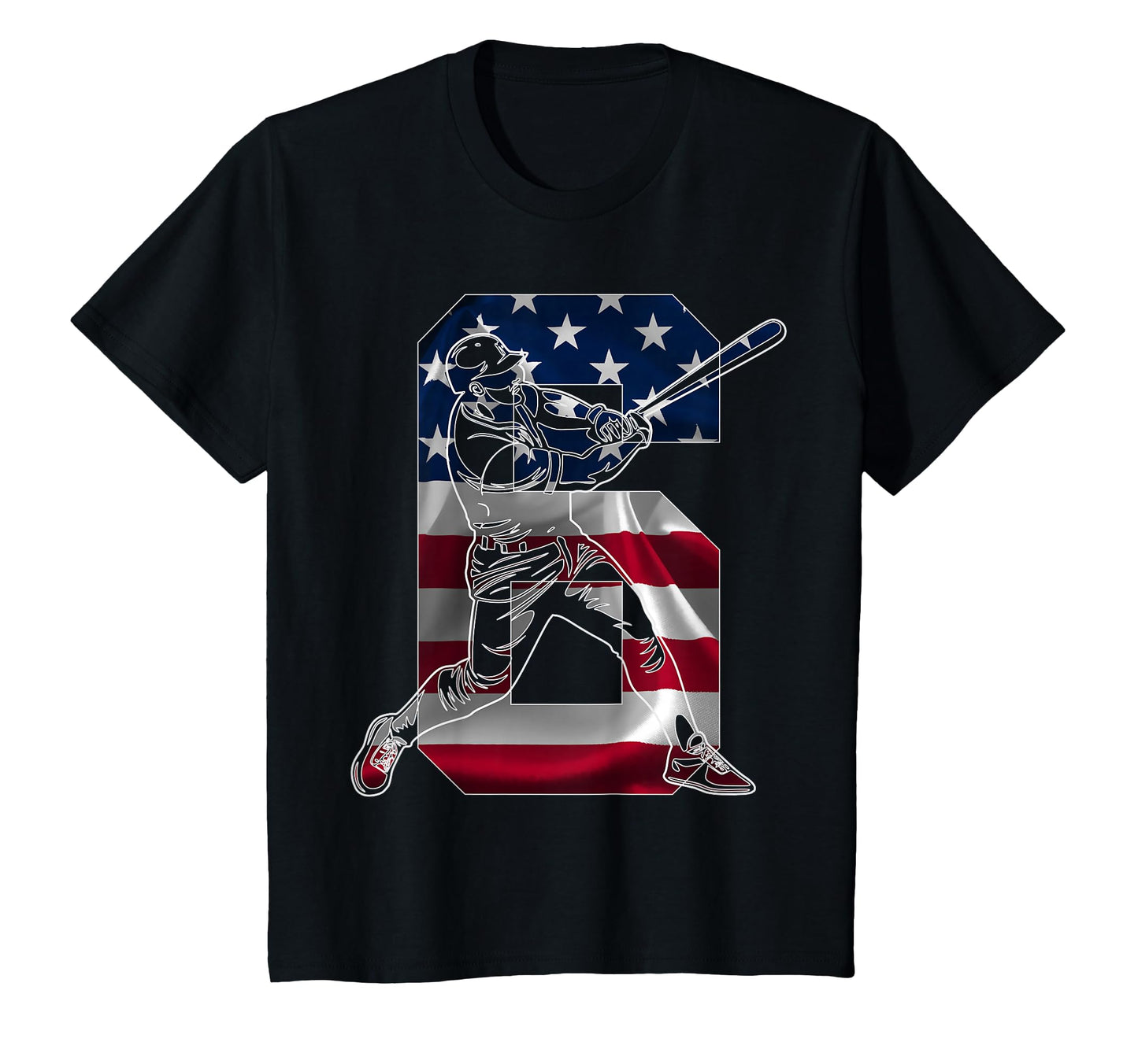 Number 6 Years Baseball 6Th Birthday T-Shirt - Graphic Print Unisex - T-Shirt, Sweatshirt, Hoodie