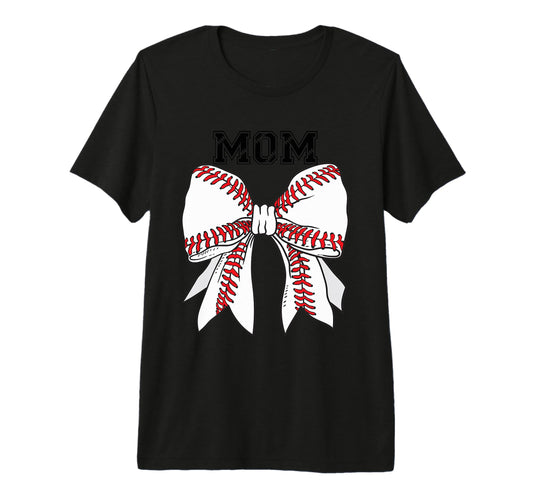 Baseball And Softball Mom Bow Tri Blend T-Shirt - Unique Graphic Men Women - T-Shirt, Sweatshirt, Hoodie