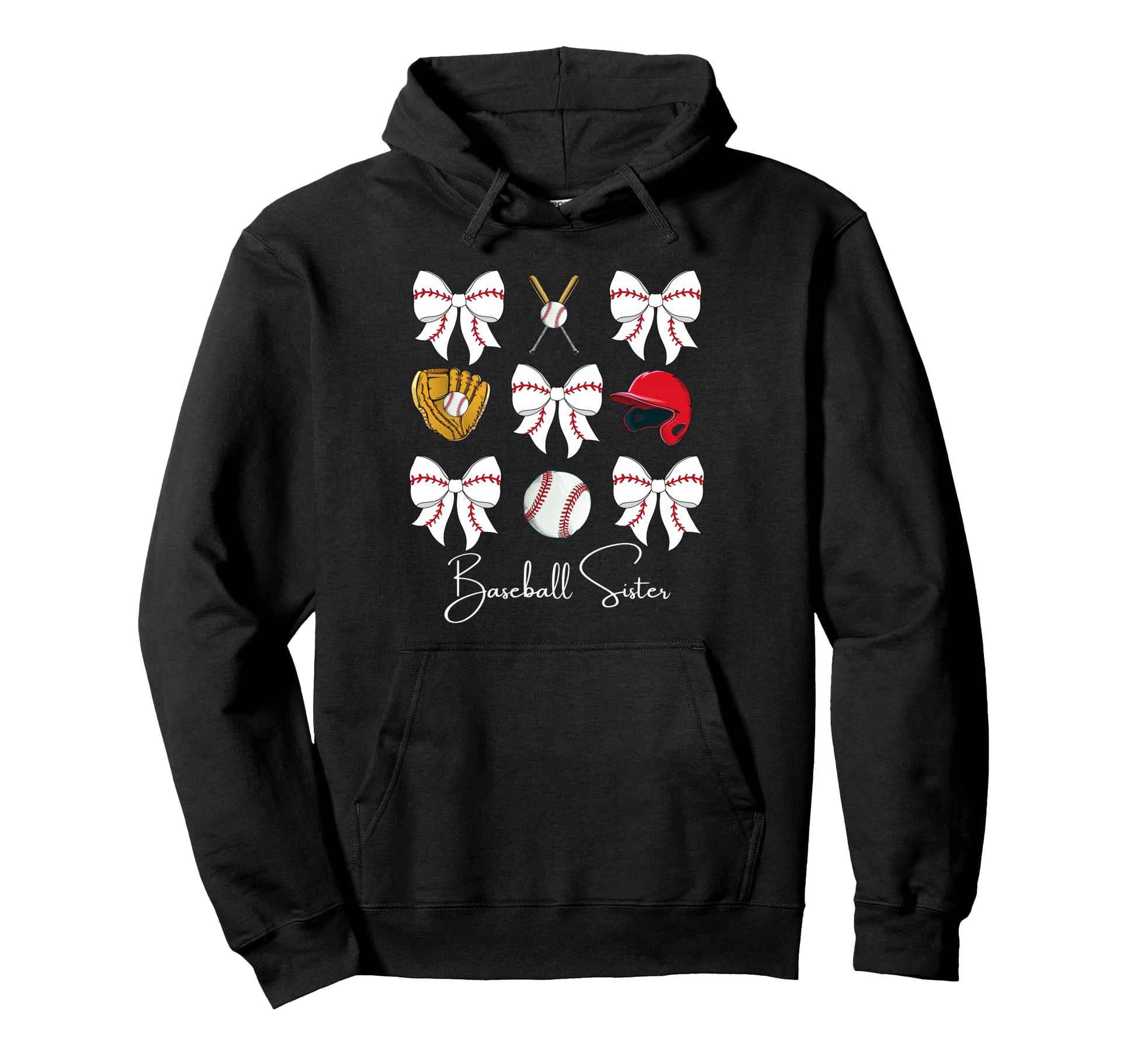 Baseball Sister Coquette Bow Cheer Hoodie - Streetwear Style Unisex - T-Shirt, Sweatshirt, Hoodie