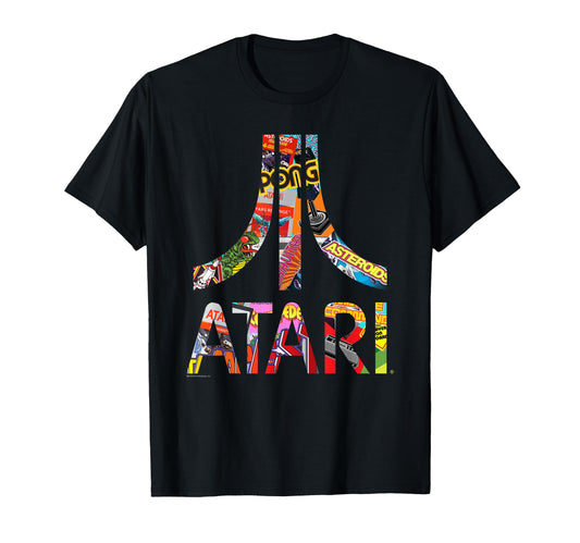 Atari Colorful Logo Collage Video T-Shirt - Custom Art Print for Adults - T-Shirt, Sweatshirt, Hoodie