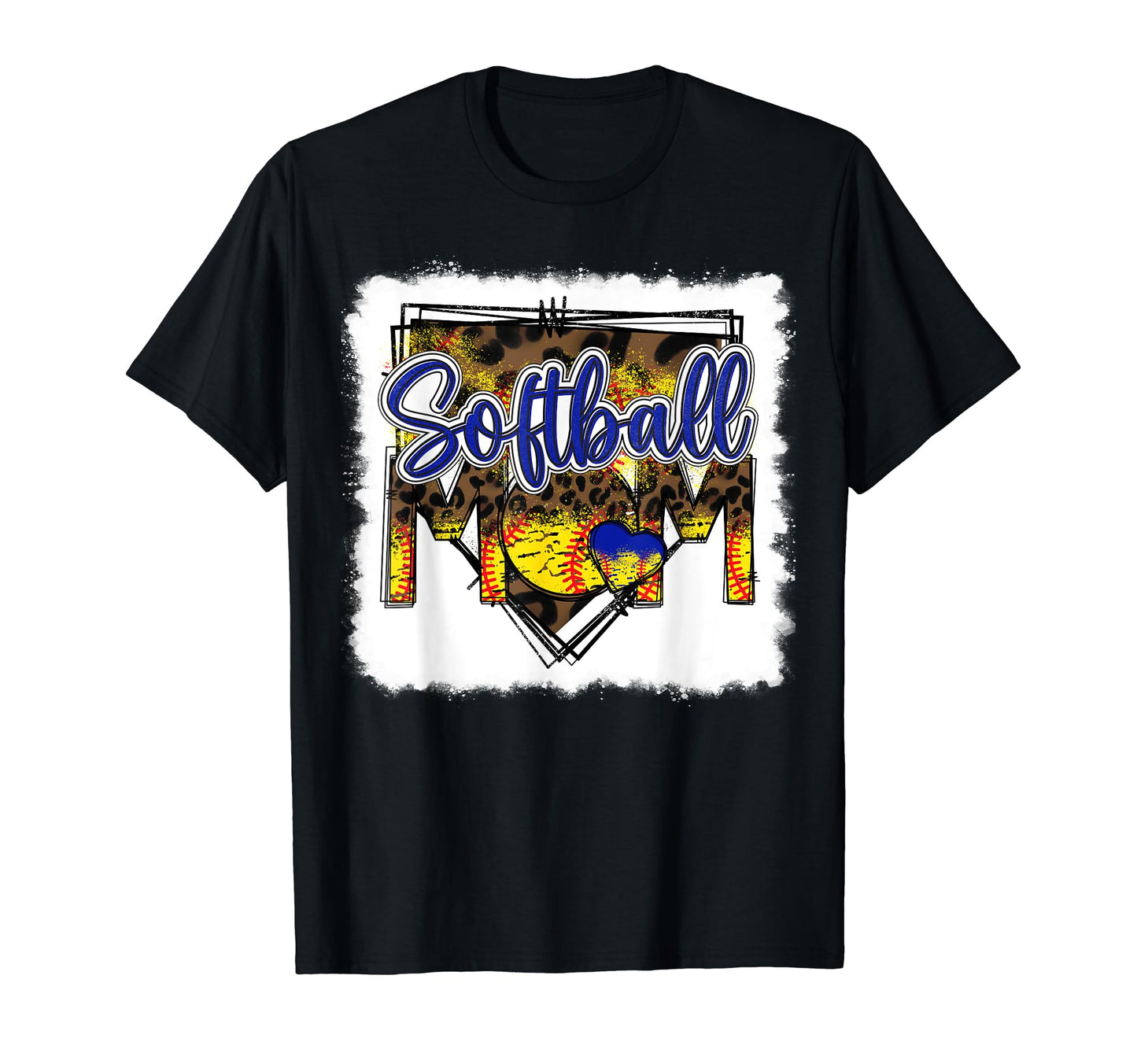 Bleached Softball Mom Leopard Funny T-Shirt - Casual Everyday Wear Unisex - T-Shirt, Sweatshirt, Hoodie