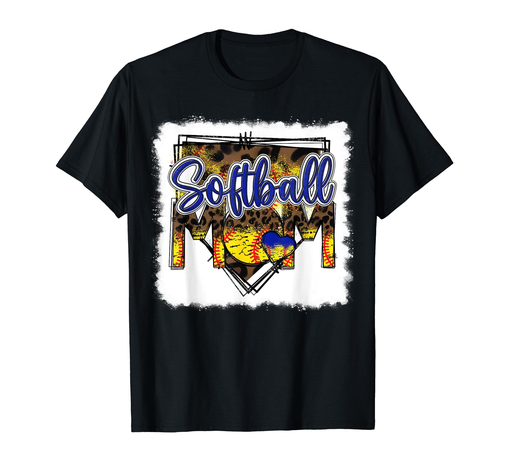 Bleached Softball Mom Leopard Funny T-Shirt - Casual Everyday Wear Unisex - T-Shirt, Sweatshirt, Hoodie