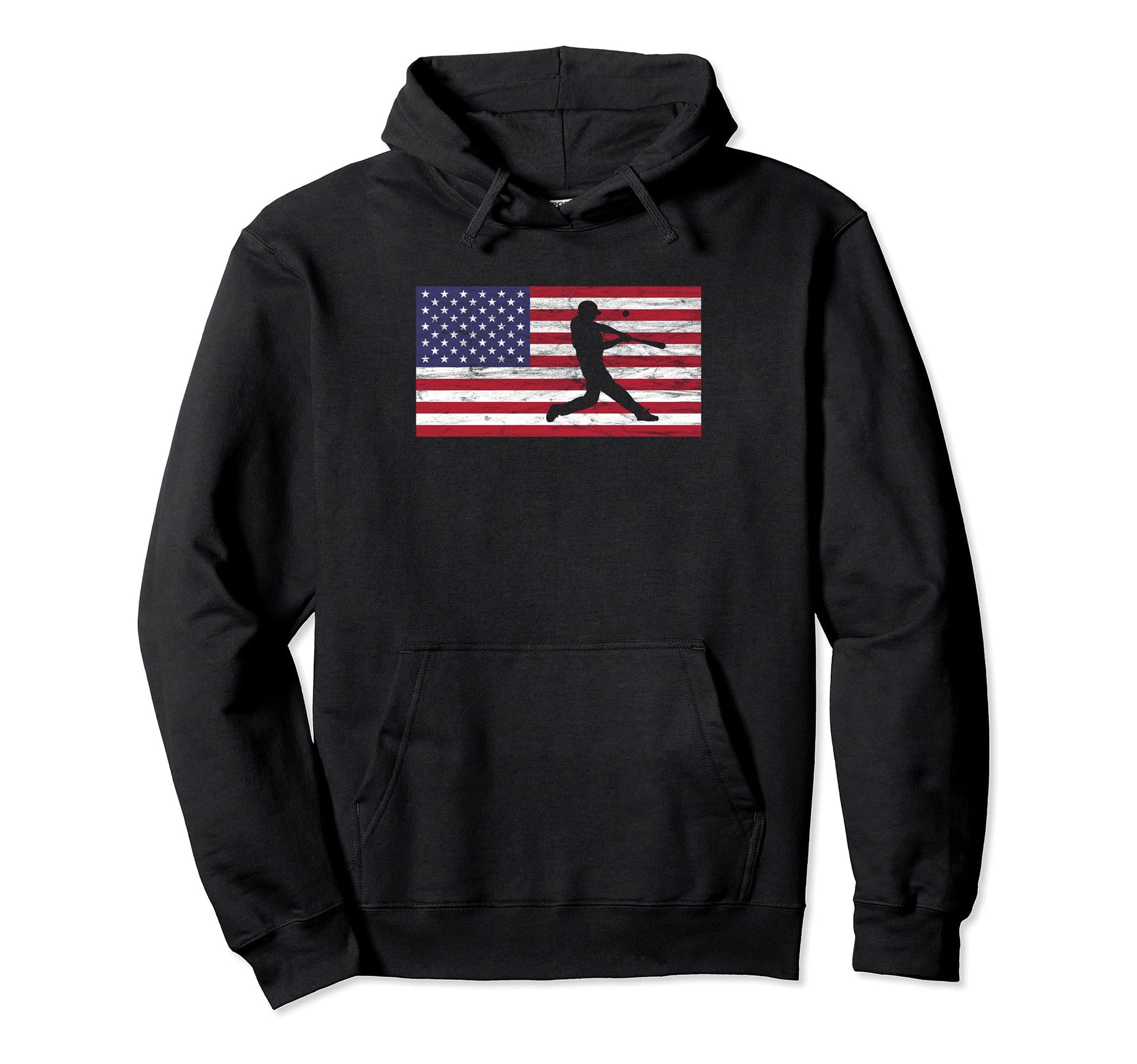 Baseball Team American Flag Usa Hoodie - Fun Novelty Design Men Women - T-Shirt, Sweatshirt, Hoodie