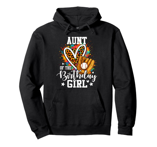 Aunt Birthday Baseball Player Leopard Hoodie - Novelty Apparel Men Women - T-Shirt, Sweatshirt, Hoodie