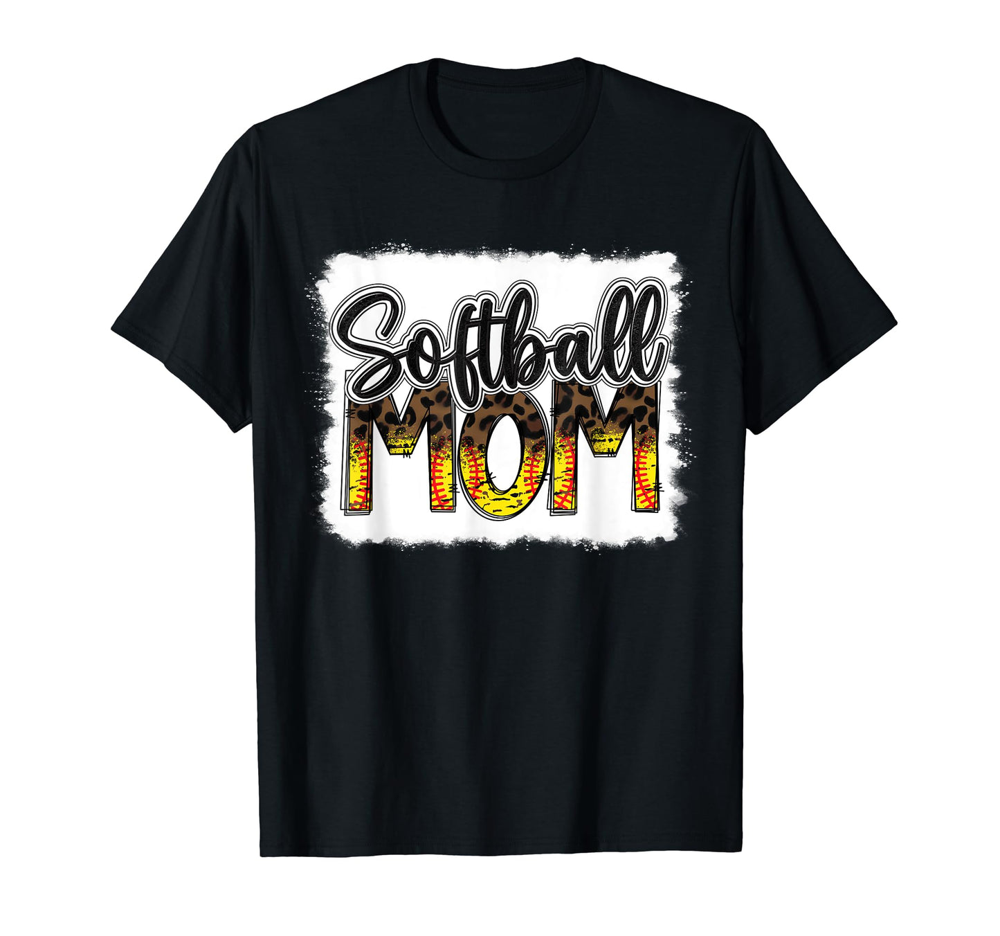 Bleached Softball Mom Leopard Funny T-Shirt - Novelty Apparel for Adults - T-Shirt, Sweatshirt, Hoodie