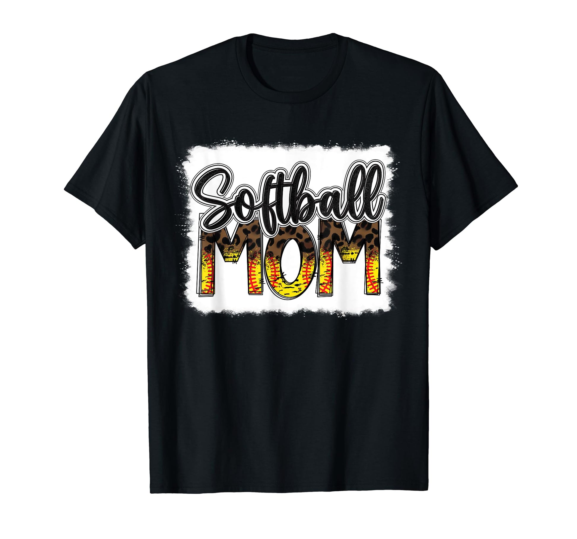Bleached Softball Mom Leopard Funny T-Shirt - Novelty Apparel for Adults - T-Shirt, Sweatshirt, Hoodie