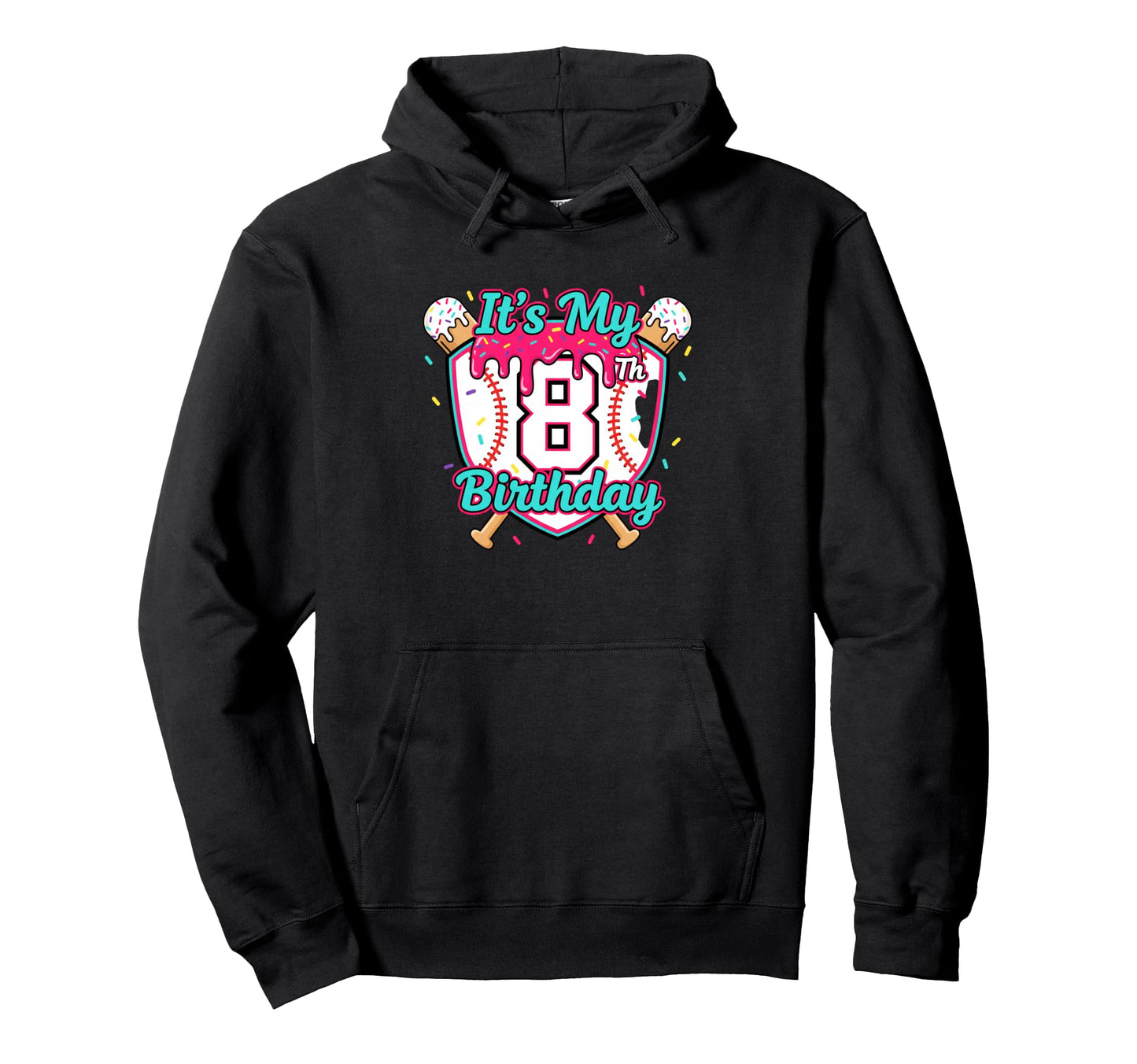 Baseball Drip Its My 8Th Birthday Hoodie - Trendy Graphic for Adults - T-Shirt, Sweatshirt, Hoodie