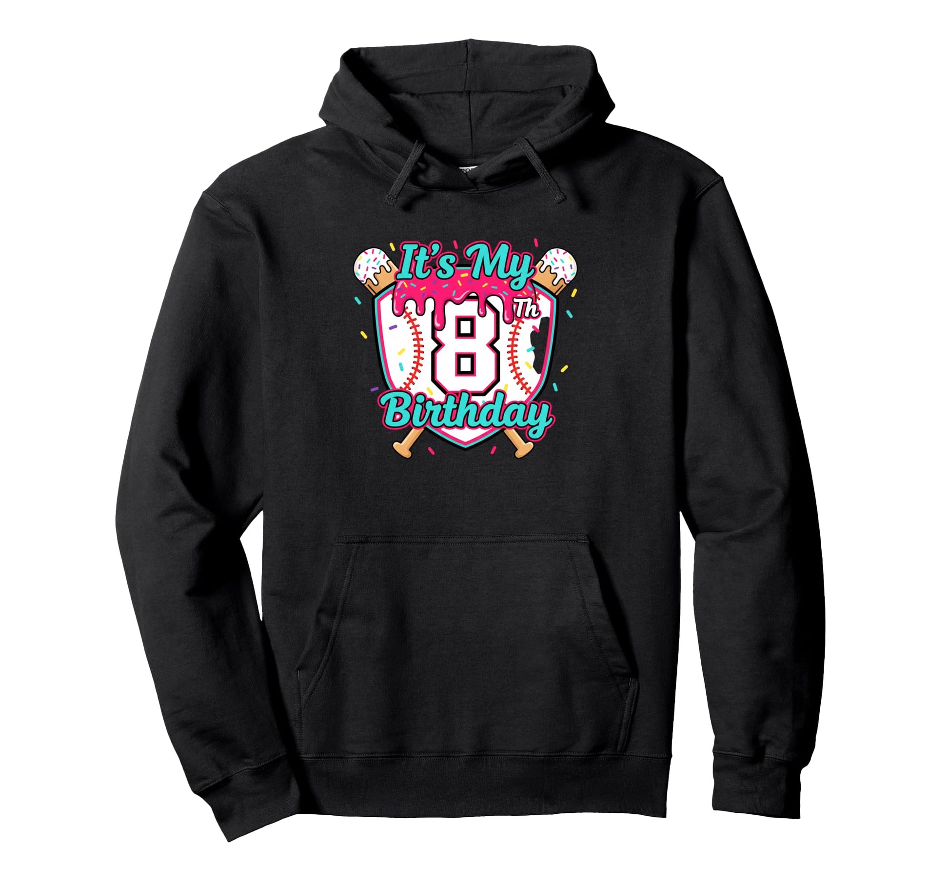 Baseball Drip Its My 8Th Birthday Hoodie - Trendy Graphic for Adults - T-Shirt, Sweatshirt, Hoodie