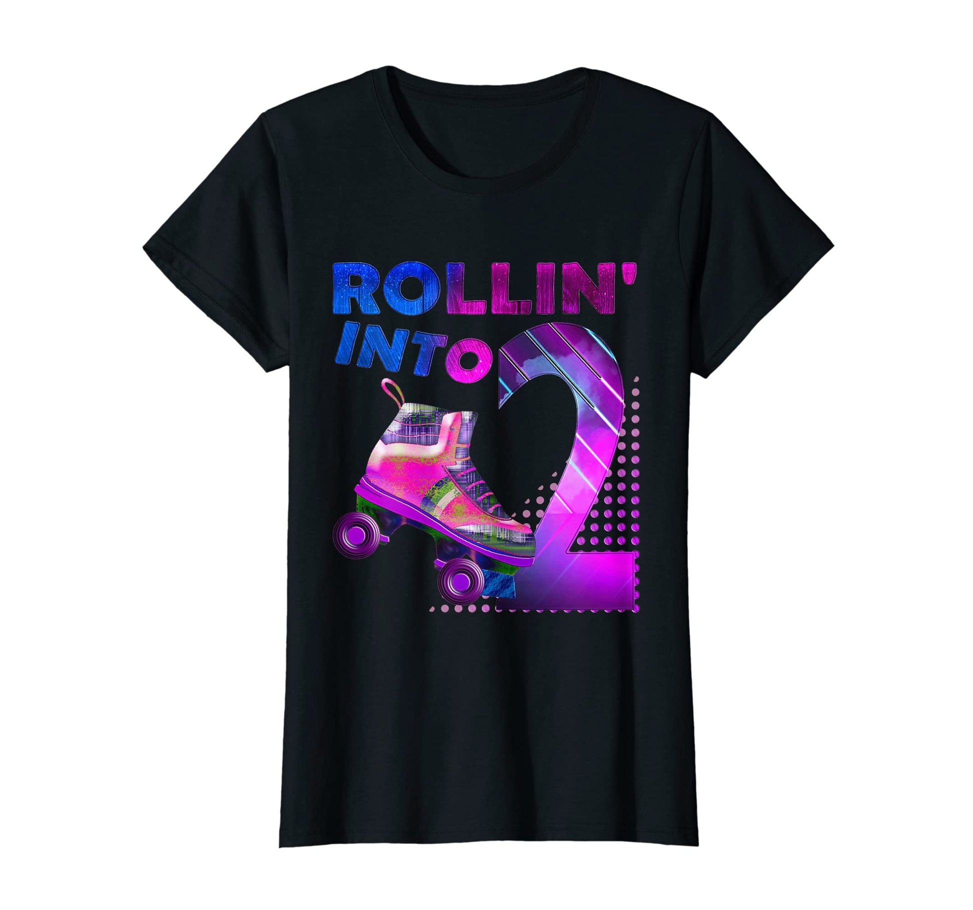 Rollin Into 2 Roller Skating Birthday 2Nd T-Shirt - Novelty Apparel Unisex - T-Shirt, Sweatshirt, Hoodie