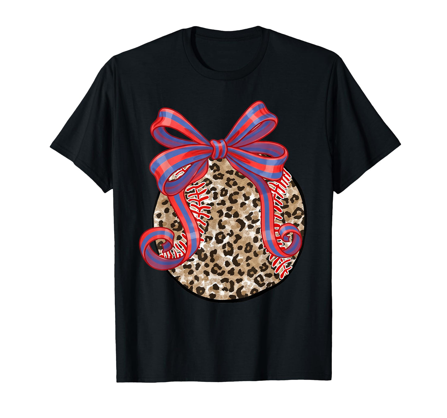 Baseball Leopard Coquette Bow Game T-Shirt - Aesthetic Graphic for Adults - T-Shirt, Sweatshirt, Hoodie