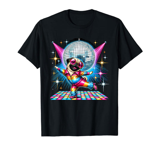 Aesthetic Pug Disco T-Shirt - Minimalist Print for Adults - T-Shirt, Sweatshirt, Hoodie