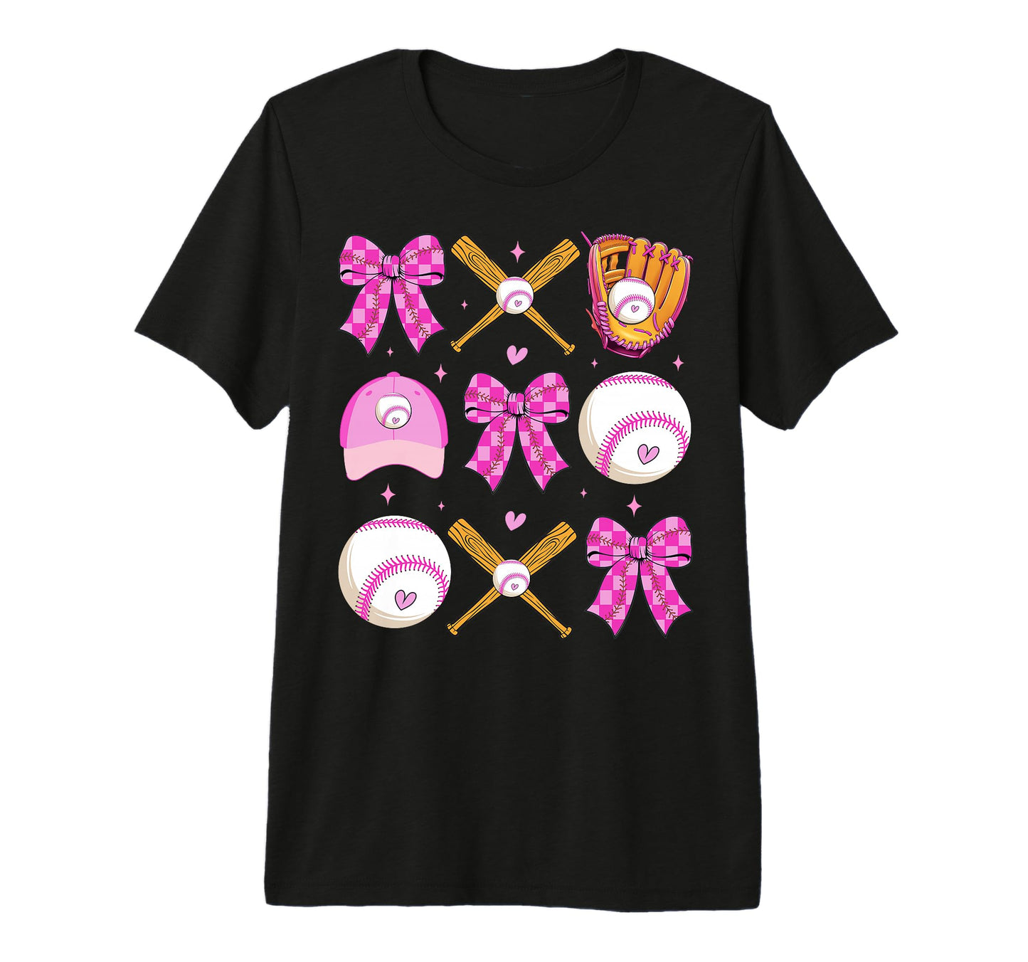 Checkered Mama Bow Baseball Mom Game T-Shirt - Novelty Apparel for Adults - T-Shirt, Sweatshirt, Hoodie