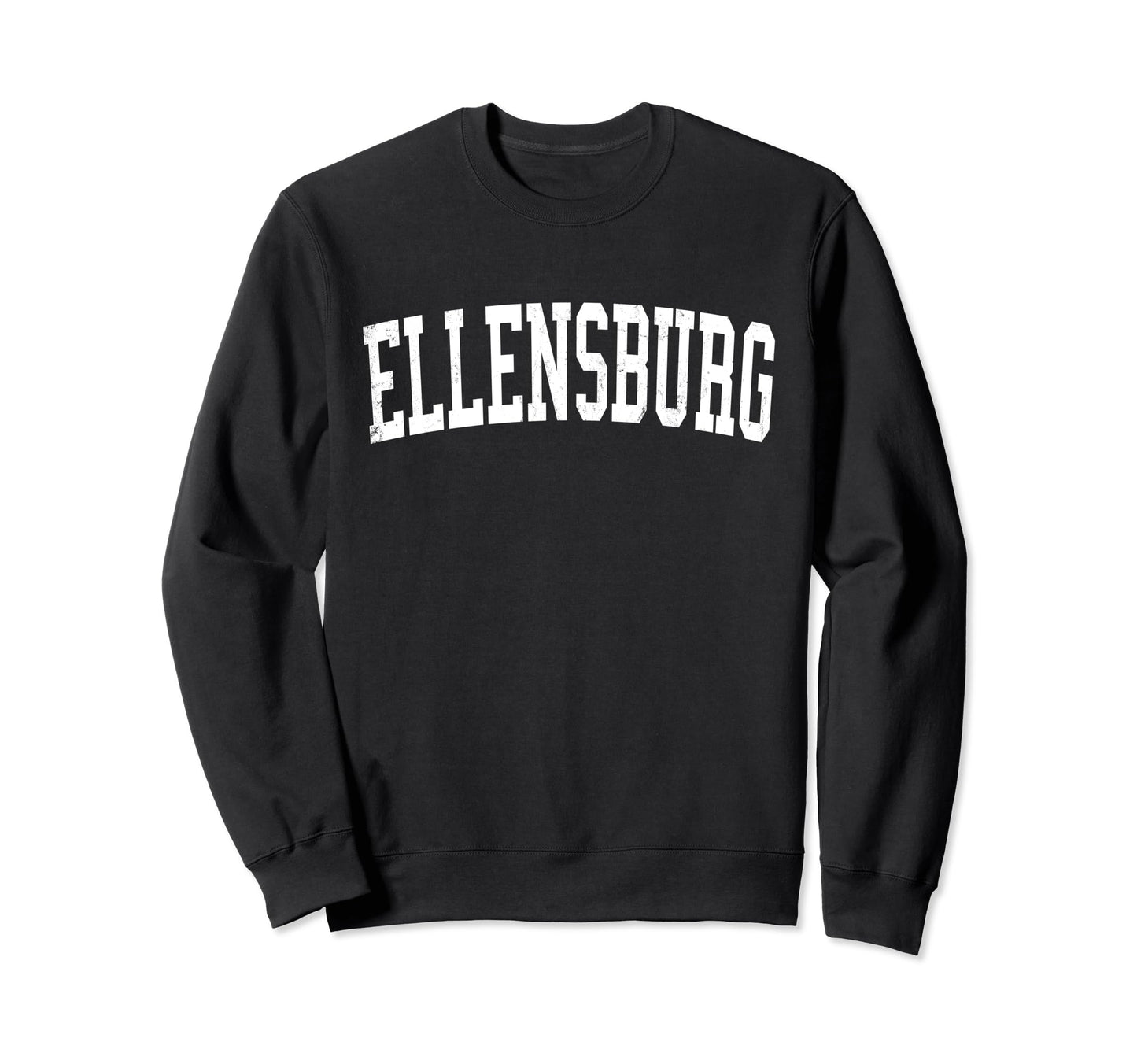 Ellensburg Wa Distressed White Varsity Sweatshirt - Trendy Graphic Unisex - T-Shirt, Sweatshirt, Hoodie
