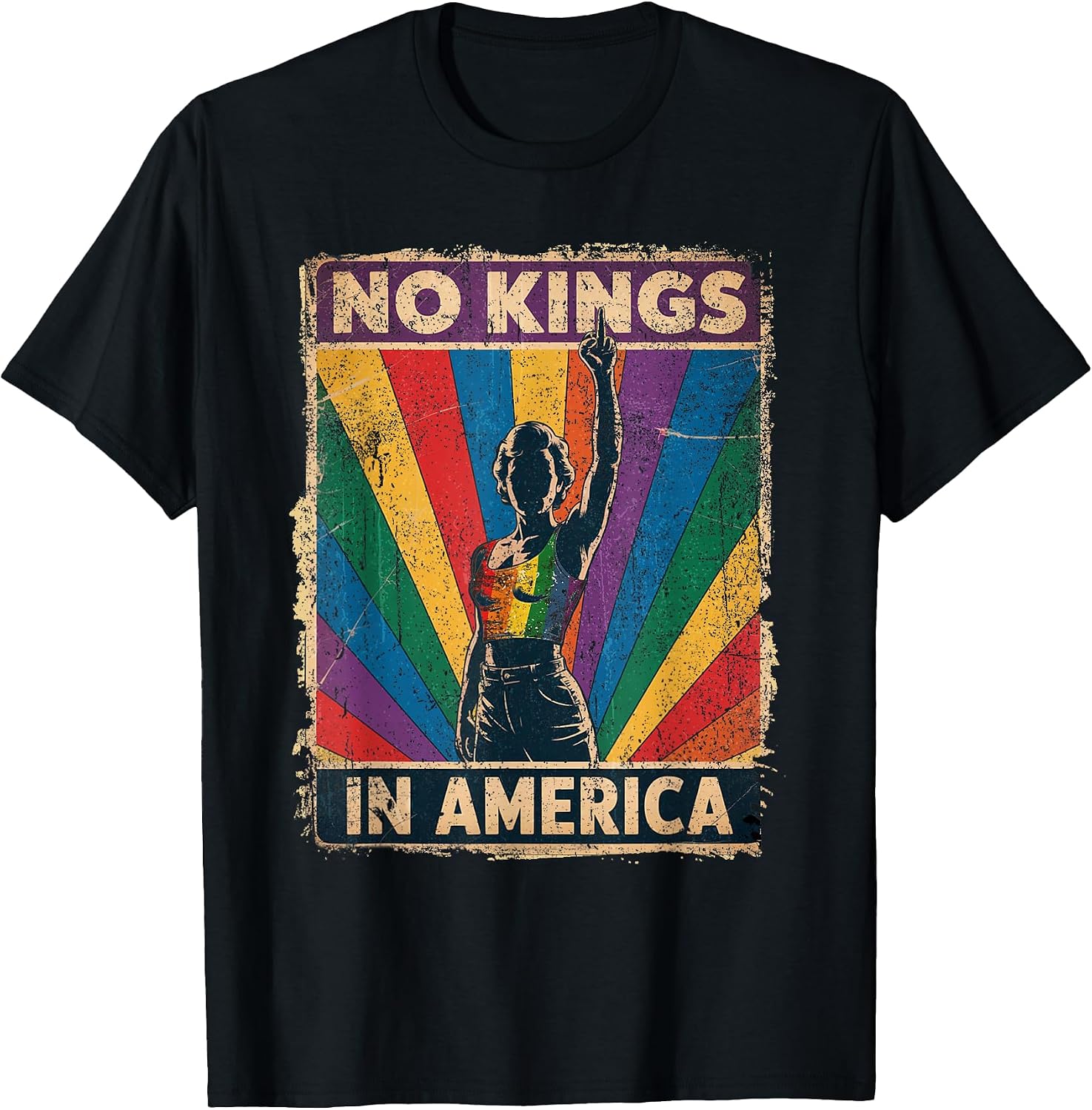 Funny No Kings in America LGBT Retro - Adult & Kids T-Shirts, Sweatshirts & Hoodies apparel design preview 1