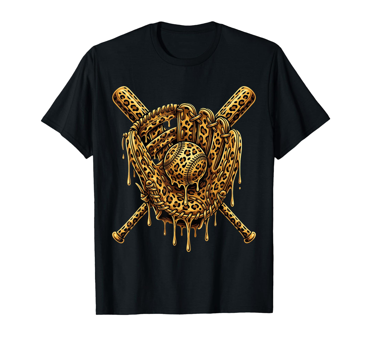 Baseball Drip Leopard Pattern Dripping T-Shirt - Minimalist Print Unisex - T-Shirt, Sweatshirt, Hoodie