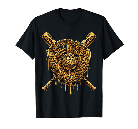 Baseball Drip Leopard Pattern Dripping T-Shirt - Minimalist Print Unisex - T-Shirt, Sweatshirt, Hoodie