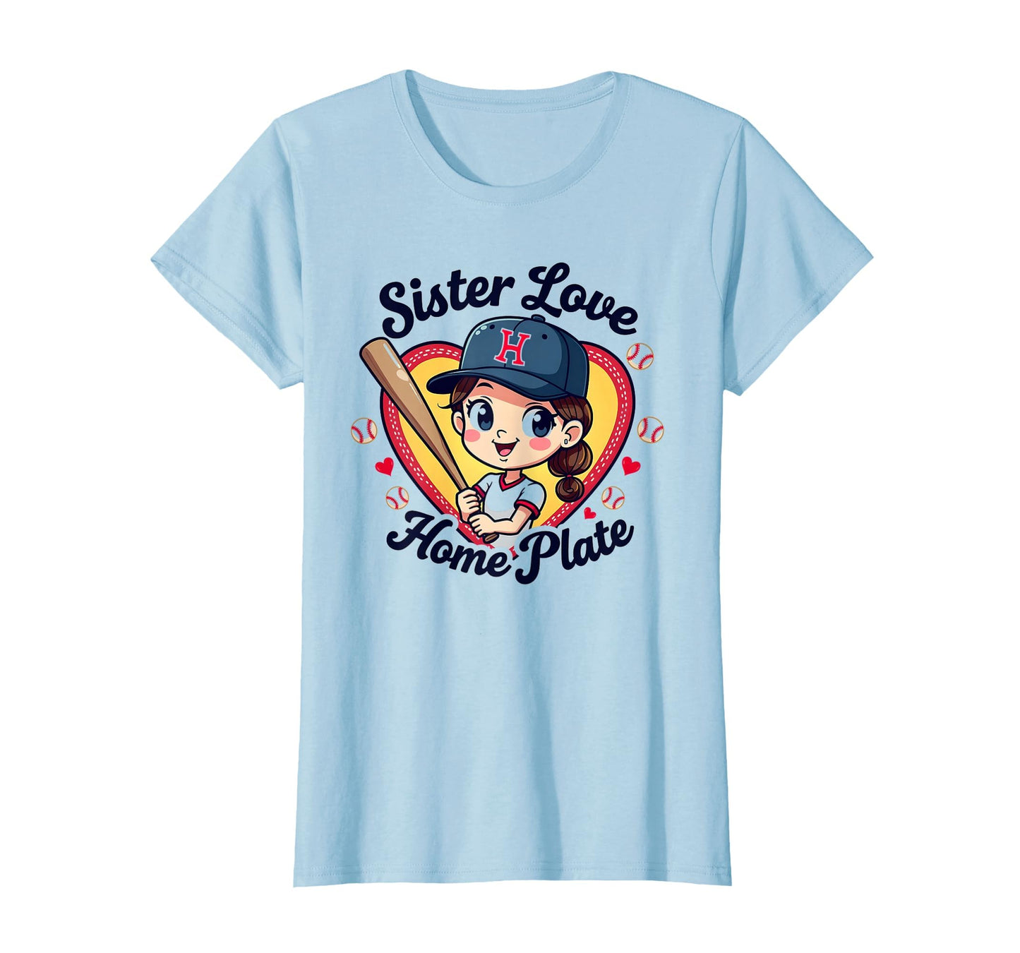 Sister Love Home Plate Baseball T-Shirt - Aesthetic Graphic Men Women - T-Shirt, Sweatshirt, Hoodie