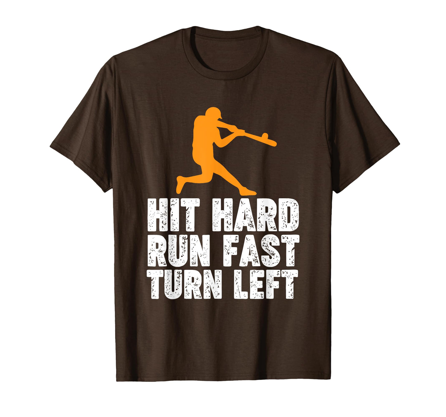 Hit Hard Run Fast Turn Left Funny Sports T-Shirt - Minimalist Print Unisex - T-Shirt, Sweatshirt, Hoodie