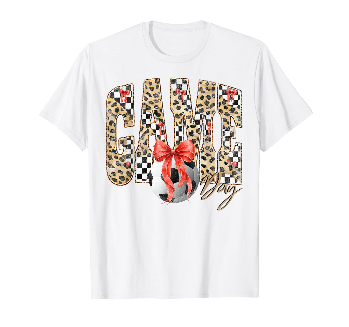Leopard Checkered Game Day Soccer T-Shirt - Streetwear Style for Adults - T-Shirt, Sweatshirt, Hoodie