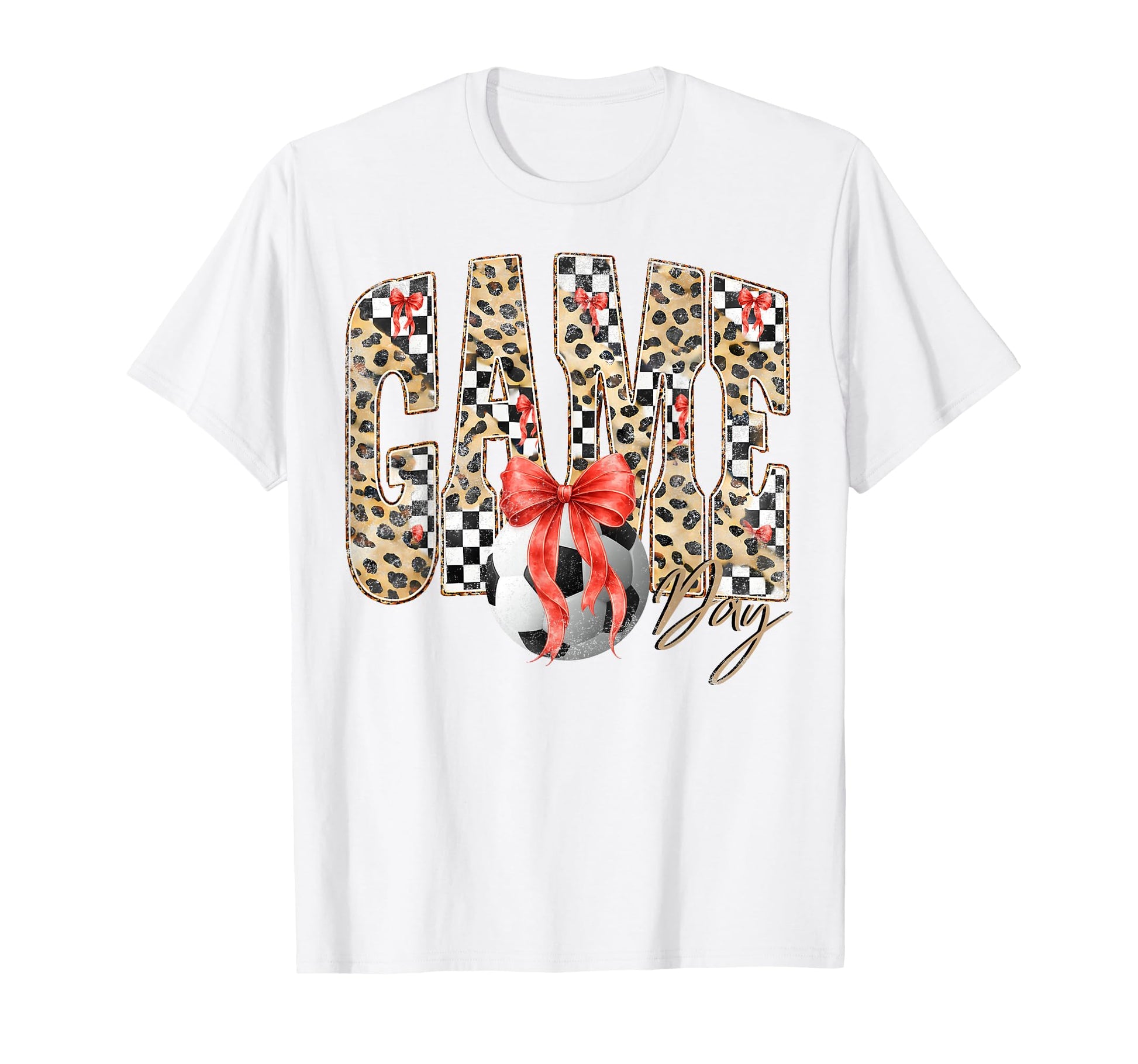 Leopard Checkered Game Day Soccer T-Shirt - Streetwear Style for Adults - T-Shirt, Sweatshirt, Hoodie
