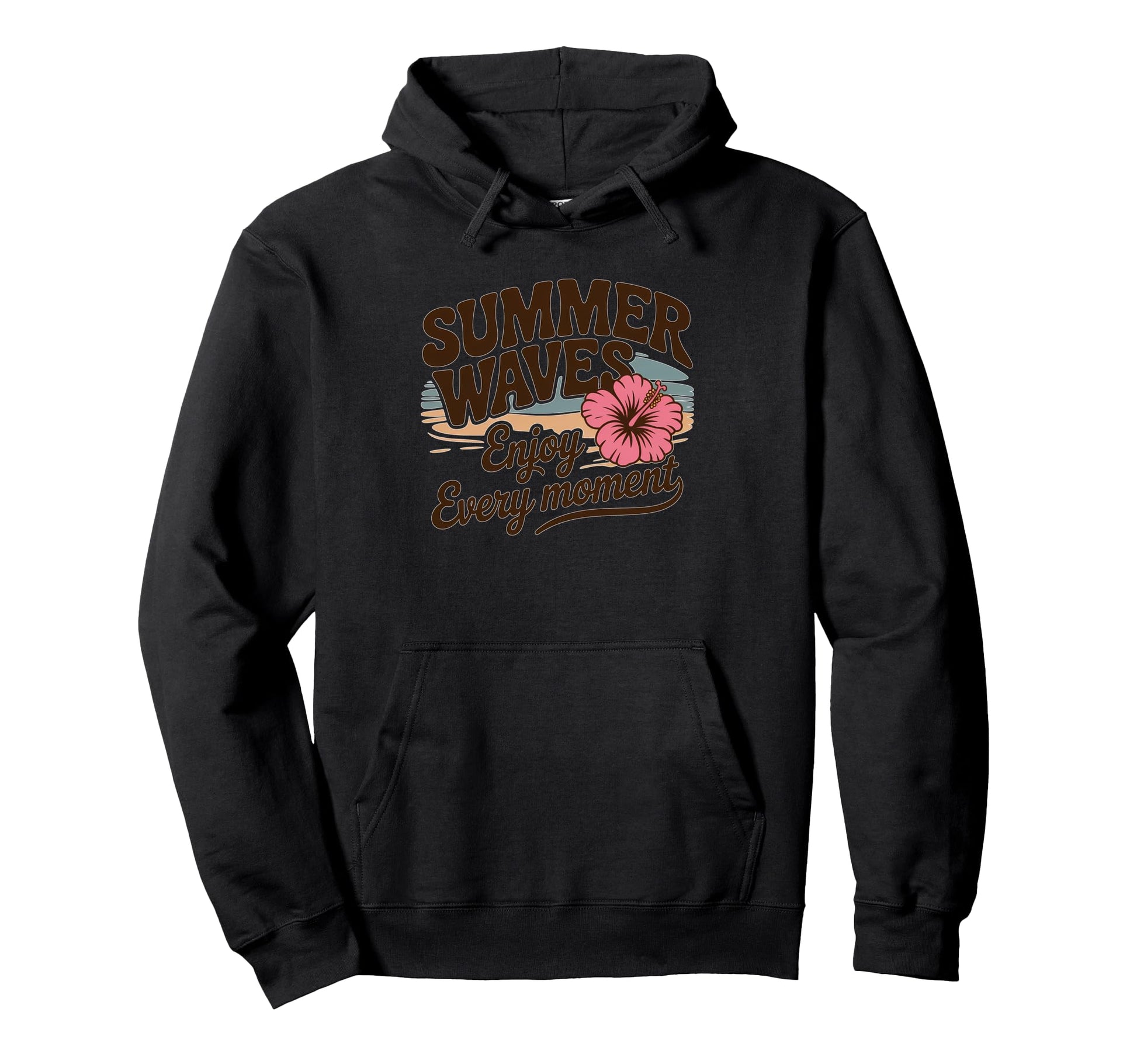 Typography Summer Vibes Summer Waves Hoodie - Unique Graphic Unisex - T-Shirt, Sweatshirt, Hoodie