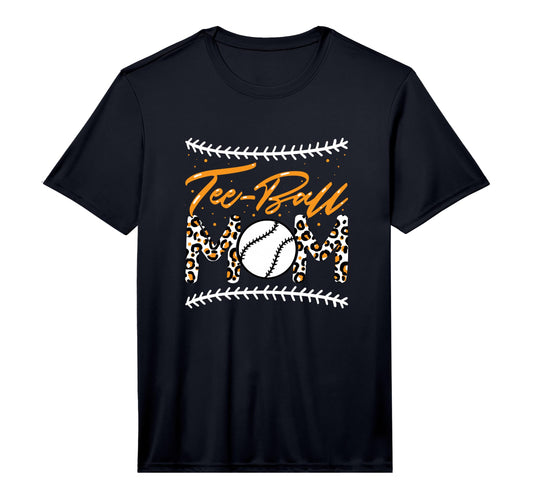 Ball Mom Mothers Day Teeball Mom Leopard T-Shirt - Novelty Apparel Unisex - T-Shirt, Sweatshirt, Hoodie