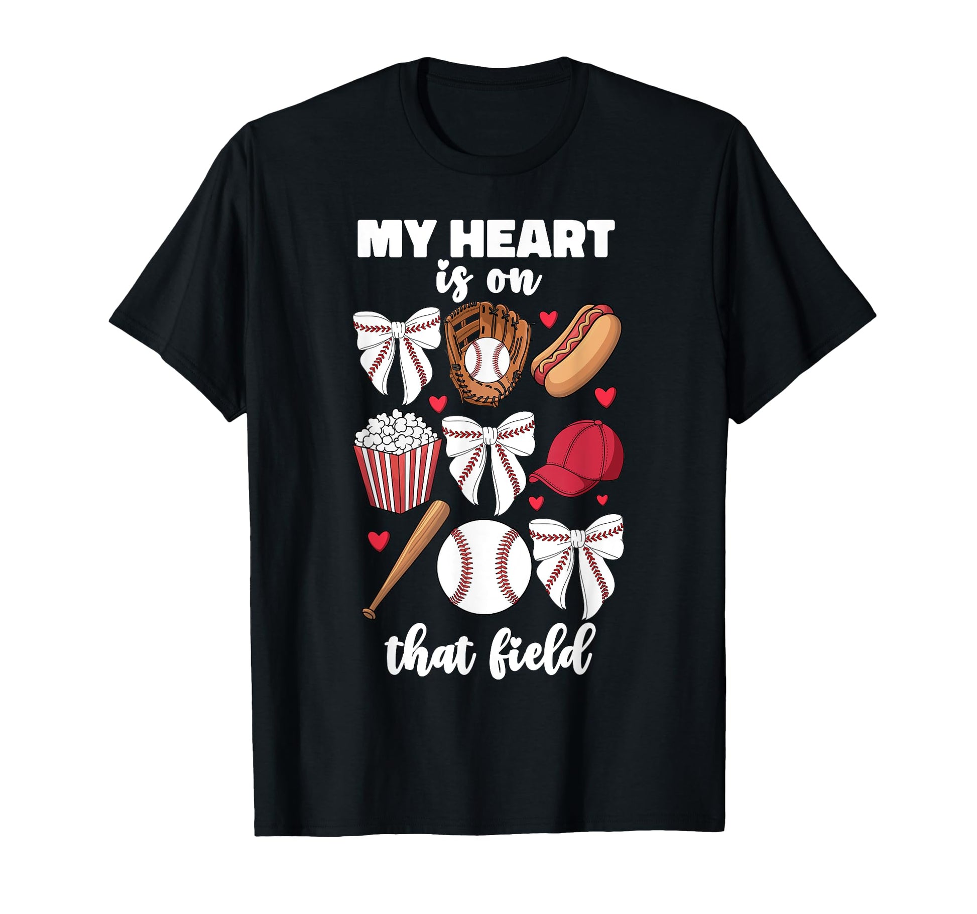 My Heart Is That Field Baseball Mom T-Shirt - Graphic Print for Adults - T-Shirt, Sweatshirt, Hoodie