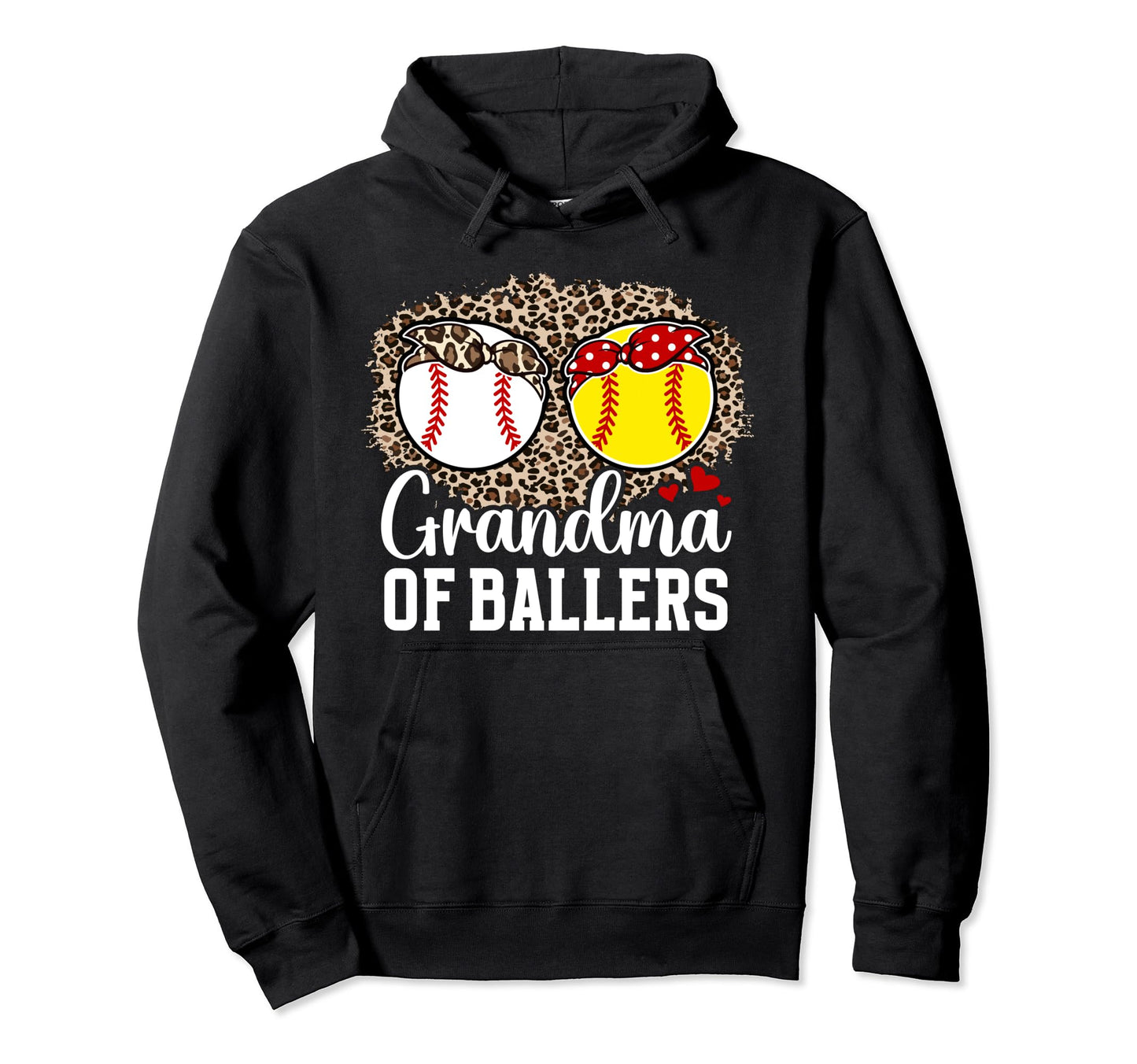 Grandma Ballers Leopard Softball Hoodie - Custom Art Print Men Women - T-Shirt, Sweatshirt, Hoodie