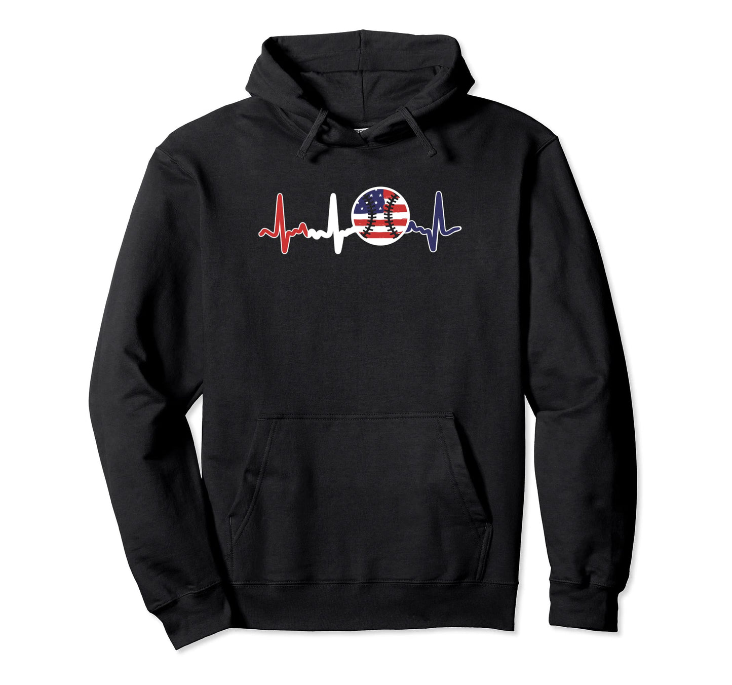 Heartbeat Baseball Flag Hoodie - Casual Everyday Wear Men Women - T-Shirt, Sweatshirt, Hoodie
