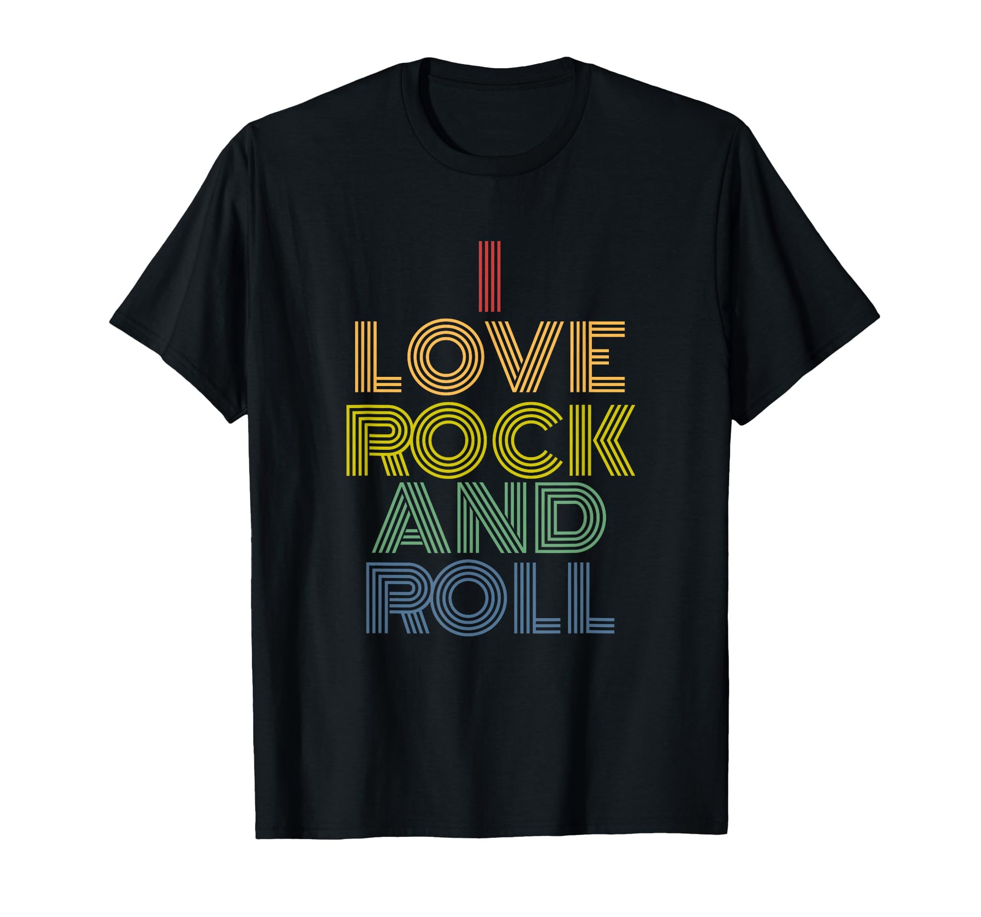 I Love Rock And Roll Rainbow Rock Music T-Shirt - Graphic Print for Adults - T-Shirt, Sweatshirt, Hoodie