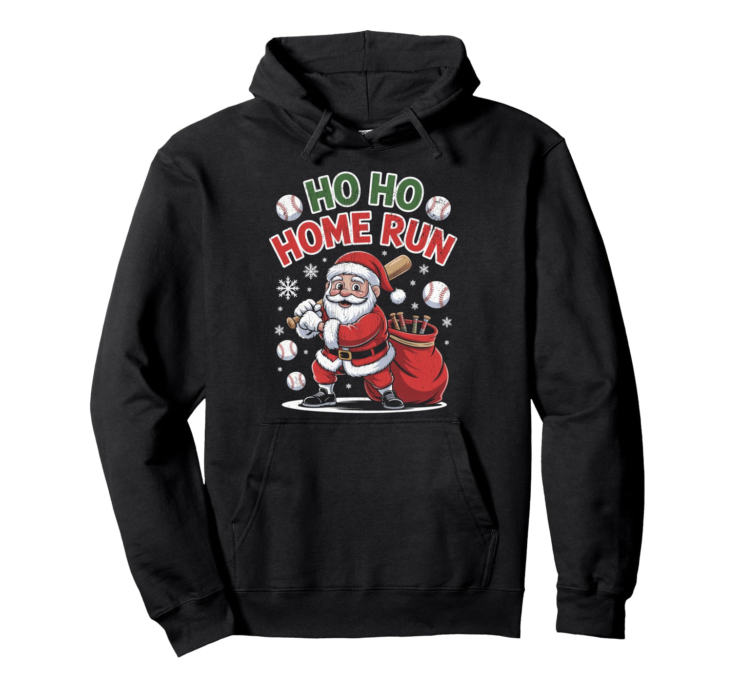 Ho Ho Home Run Funny Baseball Hoodie - Casual Everyday Wear for Adults - T-Shirt, Sweatshirt, Hoodie