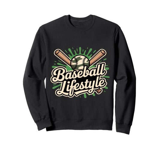 Baseball Lifestyle Crossed Bats Sweatshirt - Custom Art Print Unisex - T-Shirt, Sweatshirt, Hoodie