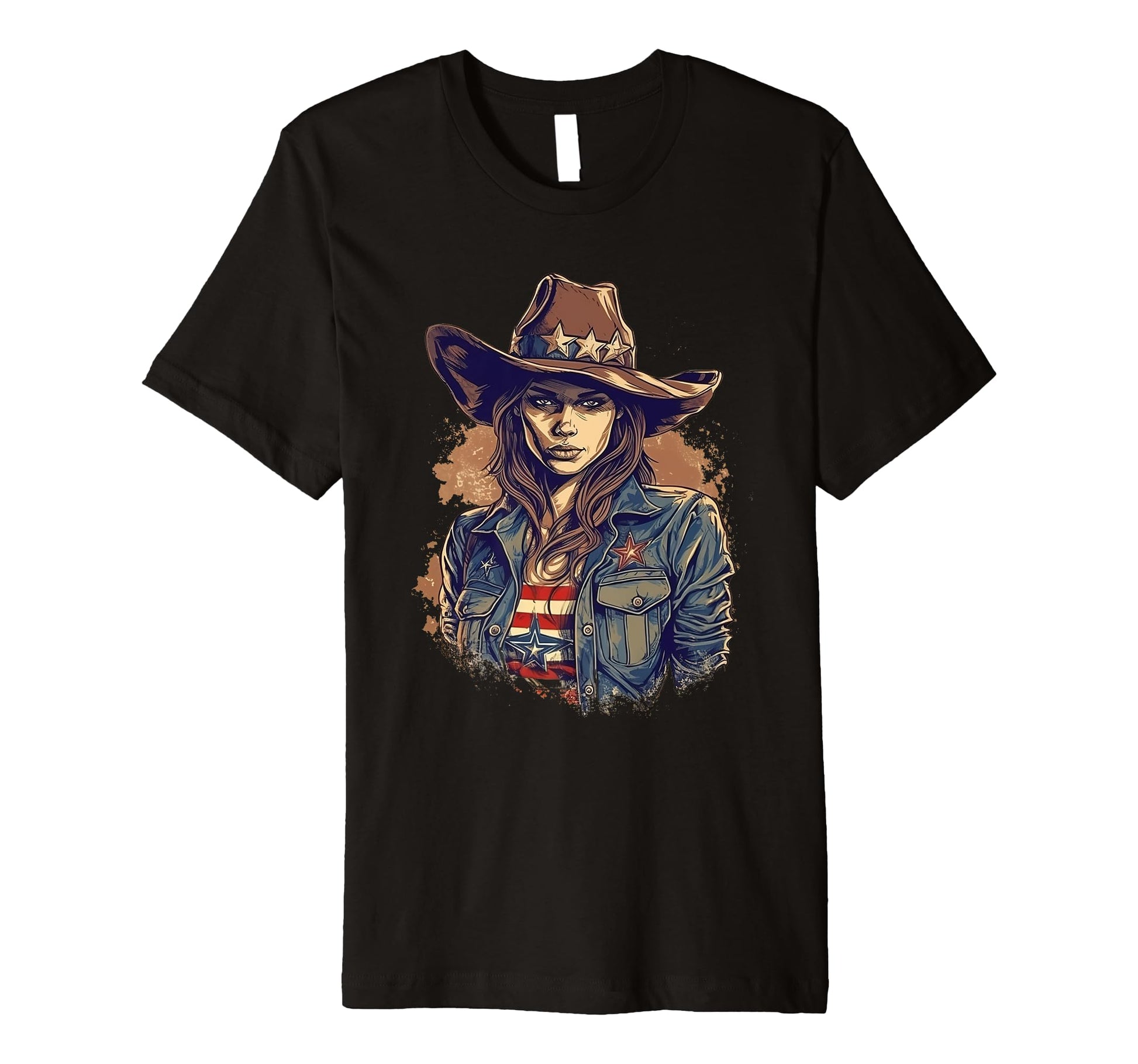 Cowgirl Cowboy Patriotic Cow And Farm T-Shirt - Custom Art Print Men Women - T-Shirt, Sweatshirt, Hoodie