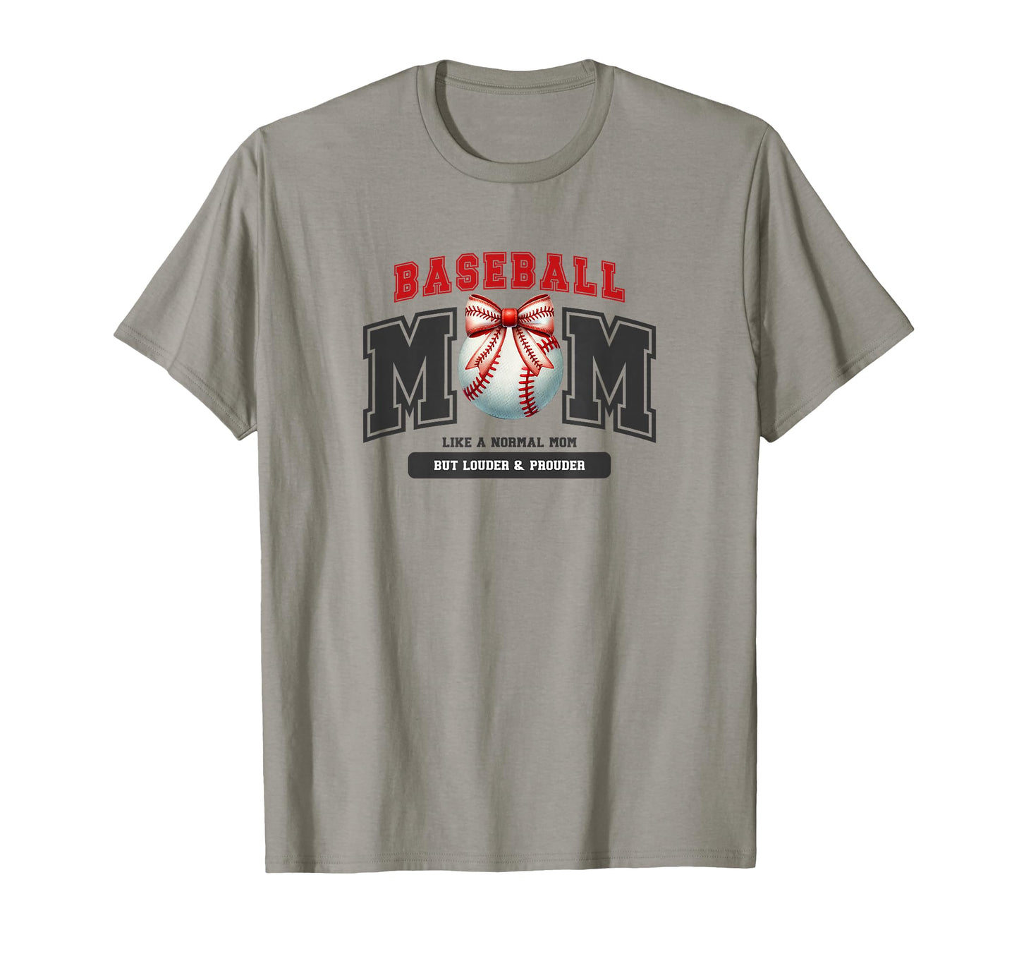 Baseball Mom Bow Ball Red Black T-Shirt - Custom Art Print Unisex - T-Shirt, Sweatshirt, Hoodie