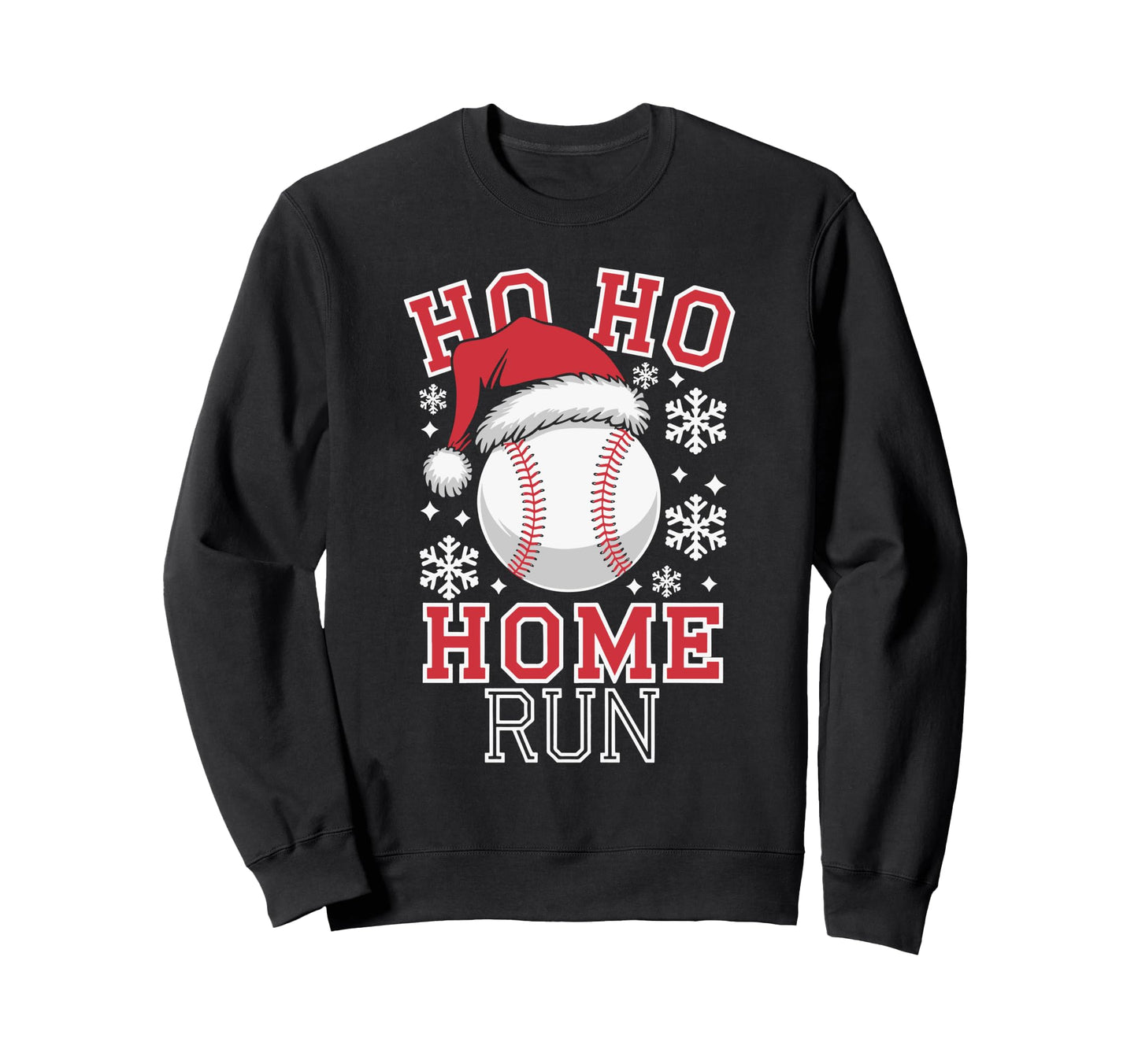 Santa Baseball Home Run Ho Ho Sweatshirt - Casual Everyday Wear for Adults - T-Shirt, Sweatshirt, Hoodie
