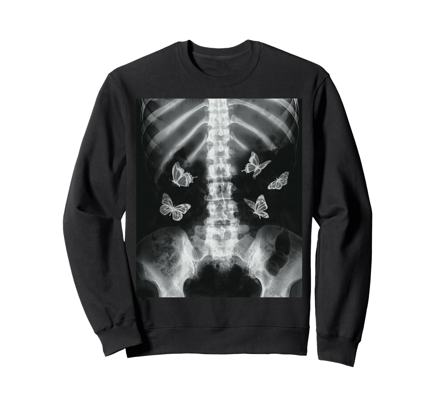 Egirl Skeleton Xray Butterfly Sweatshirt - Fun Novelty Design for Adults - T-Shirt, Sweatshirt, Hoodie