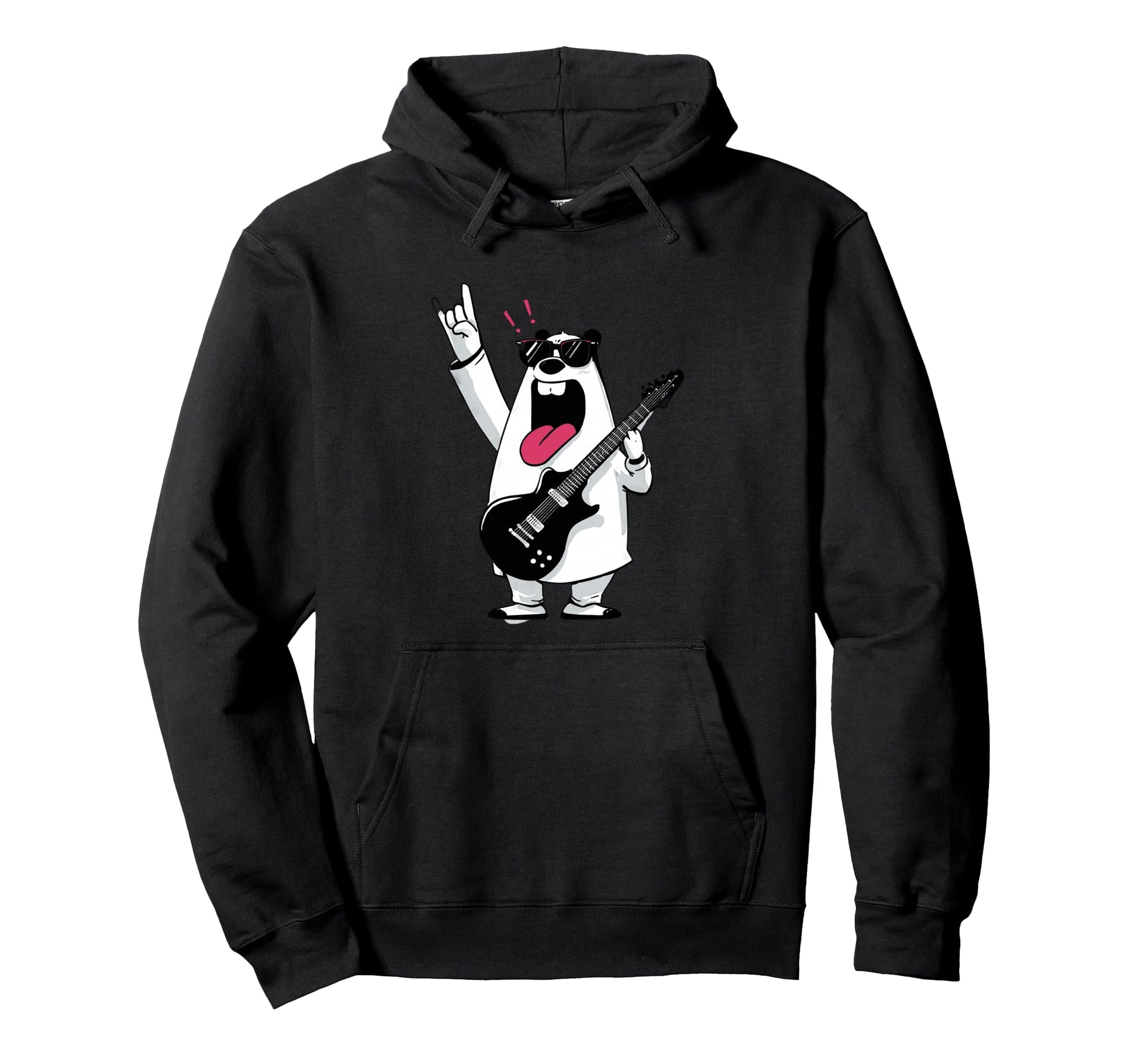 Funny Bear Guitarist Music Lover Hoodie - Unique Graphic Men Women - T-Shirt, Sweatshirt, Hoodie