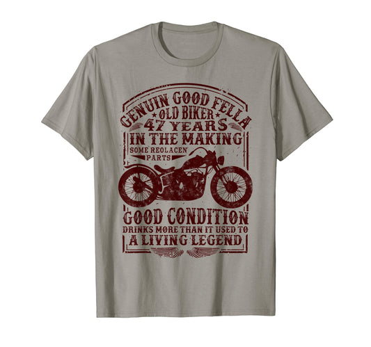 47 Years Old Biker Birthday T-Shirt - Minimalist Print for Adults - T-Shirt, Sweatshirt, Hoodie